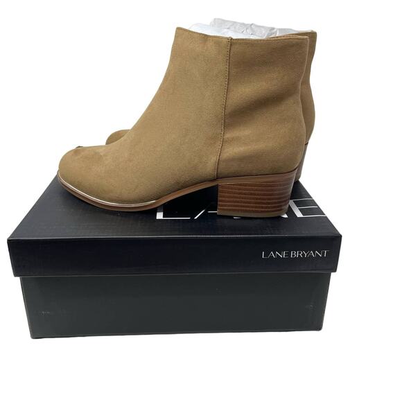 Lane Bryant Ankle Booties Faux Suede Taupe Size 10W - Picture 2 of 6